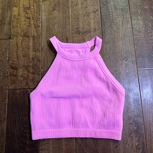 Aerie by American Eagle Pink Ribbed Women's Crop Top Built in Bra Size Medium